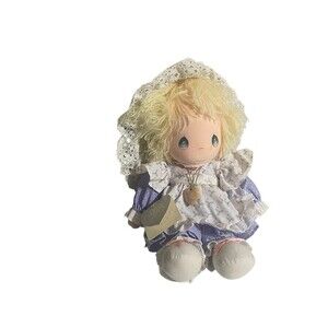 VTG 1985 Applause Precious Moments 14" Patty Plush Doll White Purple with Locket